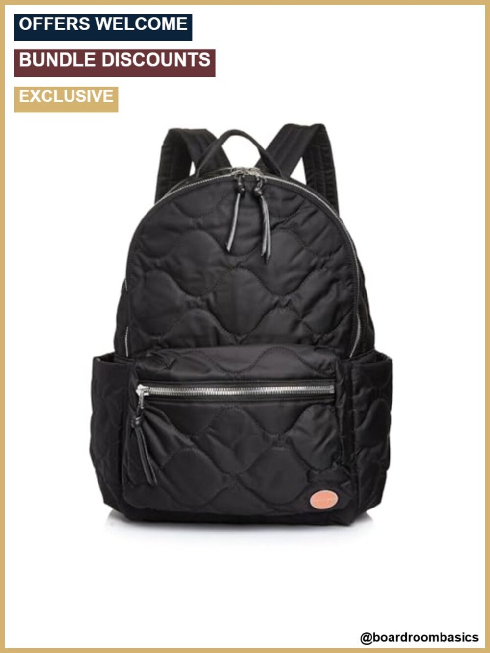 Quilted Nylon Travel Backpack with Laptop Compartment & Trolley Sleeve